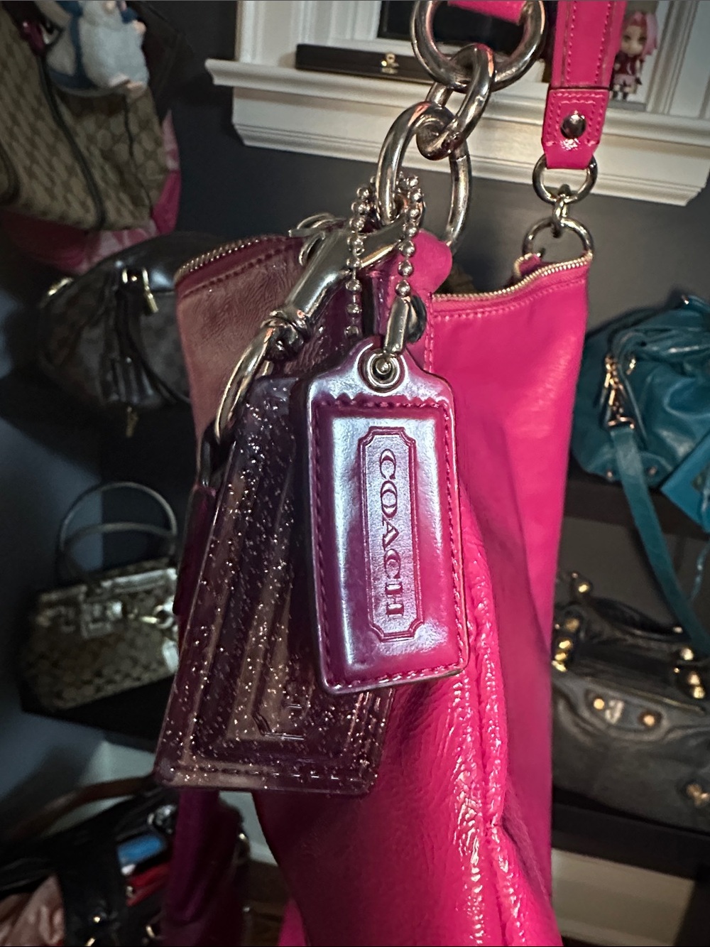 Coach magenta/hot pink Leather poppy shoulder bad